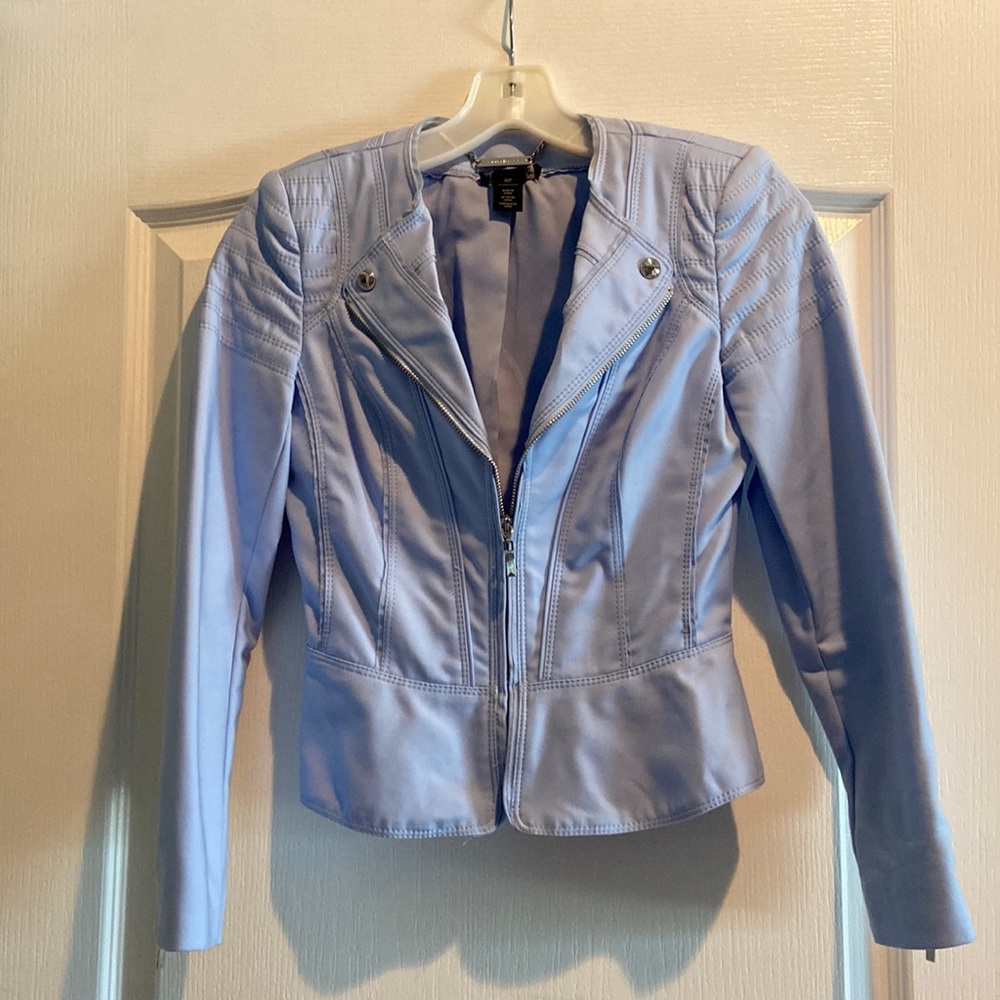 WHBM powder blue moto style blazer